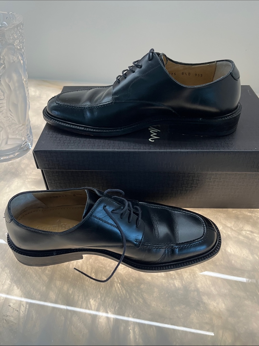 Cole Haan Black Leather Derby Oxfords